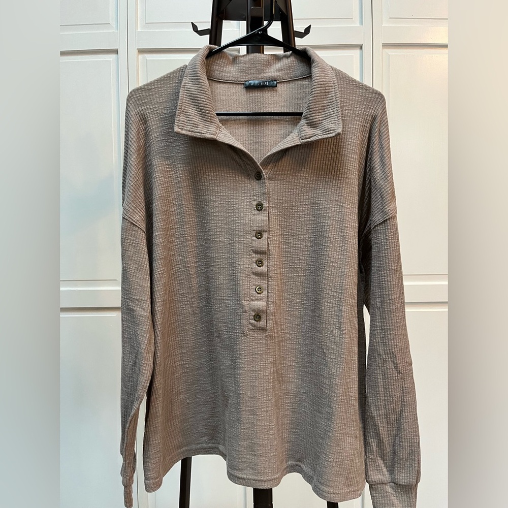Tan Collared Button-Down Shirt
